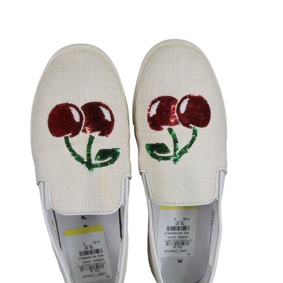 Katy Perry Shoes Womens 6 Sneaker Slip On Casual Cherry Sequin Kerry Flats White - Picture 8 of 13